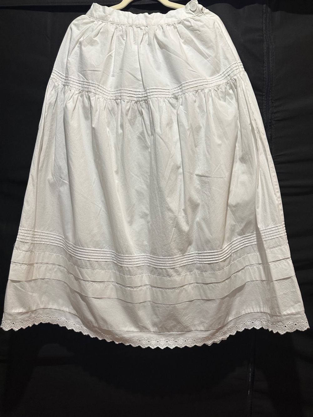 White Maxi Skirt with Pintuck and Lace Trim - Women's